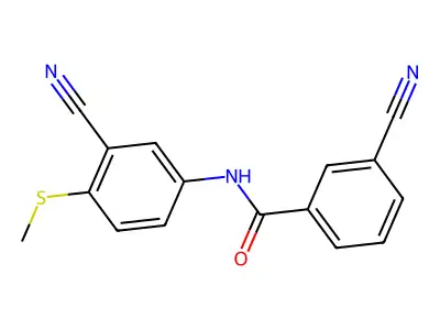 3-cyano-N-[3-cyano-4-(methylsulfanyl)phenyl]benzenecarboxamide structure