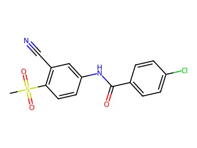 4-Chloro-N-(3-cyano-4-(methylsulfonyl)phenyl)benzenecarboxamide structure