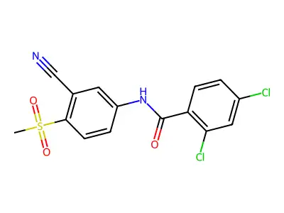 2,4-Dichloro-N-(3-cyano-4-(methylsulfonyl)phenyl)benzenecarboxamide structure