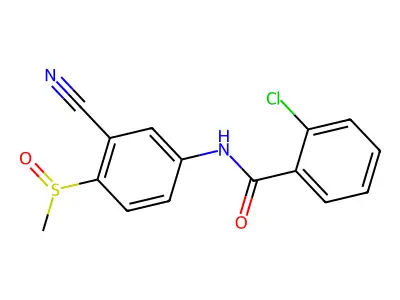 2-Chloro-N-(3-cyano-4-(methylsulfinyl)phenyl)benzenecarboxamide structure