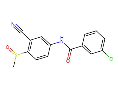 3-Chloro-N-(3-cyano-4-(methylsulfinyl)phenyl)benzenecarboxamide structure