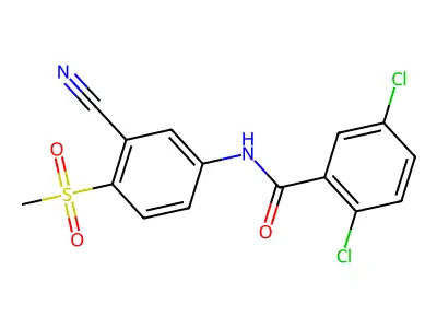 2,5-Dichloro-N-(3-cyano-4-(methylsulfonyl)phenyl)benzenecarboxamide structure