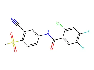 2-Chloro-N-(3-cyano-4-(methylsulfonyl)phenyl)-4,5-difluorobenzenecarboxamide structure