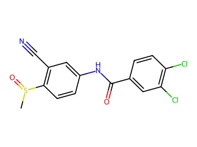 3,4-Dichloro-N-(3-cyano-4-(methylsulfinyl)phenyl)benzenecarboxamide structure