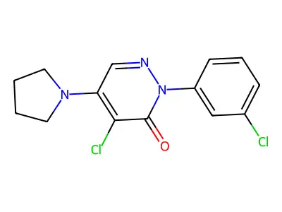 4-chloro-2-(3-chlorophenyl)-5-(1-pyrrolidinyl)-3(2H)-pyridazinone structure