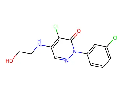4-chloro-2-(3-chlorophenyl)-5-[(2-hydroxyethyl)amino]-3(2H)-pyridazinone structure