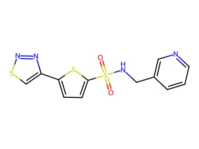 N-(3-pyridinylmethyl)-5-(1,2,3-thiadiazol-4-yl)-2-thiophenesulfonamide structure