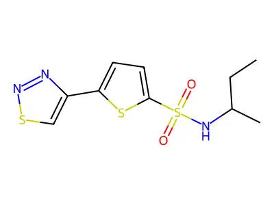 N-(sec-butyl)-5-(1,2,3-thiadiazol-4-yl)-2-thiophenesulfonamide structure