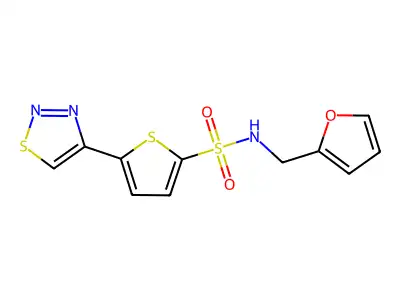 N-(2-furylmethyl)-5-(1,2,3-thiadiazol-4-yl)-2-thiophenesulfonamide structure