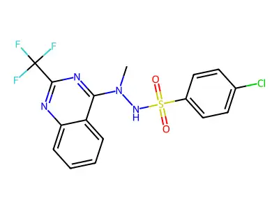 4-Chloro-N'-methyl-N'-(2-(trifluoromethyl)-4-quinazolinyl)benzenesulfonohydrazide structure