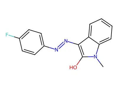 1-methyl-1H-indole-2,3-dione 3-[N-(4-fluorophenyl)hydrazone] structure