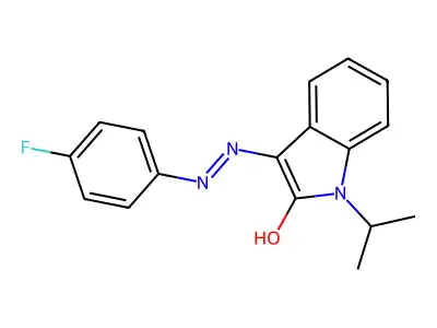 1-isopropyl-1H-indole-2,3-dione 3-[N-(4-fluorophenyl)hydrazone] structure