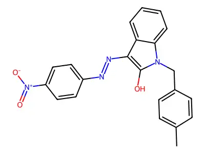 1-(4-methylbenzyl)-1H-indole-2,3-dione 3-[N-(4-nitrophenyl)hydrazone] structure