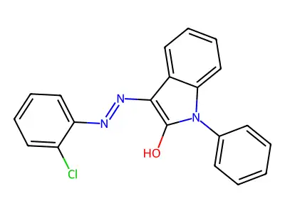1-phenyl-1H-indole-2,3-dione 3-[N-(2-chlorophenyl)hydrazone] structure