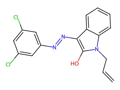 1-allyl-1H-indole-2,3-dione 3-[N-(3,5-dichlorophenyl)hydrazone] structure