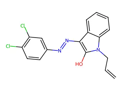 1-allyl-1H-indole-2,3-dione 3-[N-(3,4-dichlorophenyl)hydrazone] structure