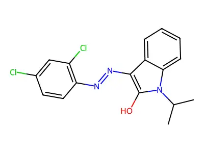 1-isopropyl-1H-indole-2,3-dione 3-[N-(2,4-dichlorophenyl)hydrazone] structure