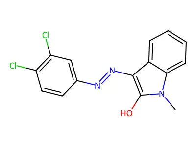 1-methyl-1H-indole-2,3-dione 3-[N-(3,4-dichlorophenyl)hydrazone] structure