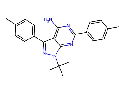 1-(tert-butyl)-3,6-bis(4-methylphenyl)-1H-pyrazolo[3,4-d]pyrimidin-4-amine structure
