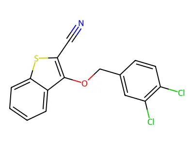 3-[(3,4-Dichlorobenzyl)oxy]-1-benzothiophene-2-carbonitrile structure