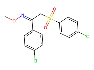 1-(4-chlorophenyl)-2-(4-chlorophenyl)sulfonyl-N-methoxyethanimine structure