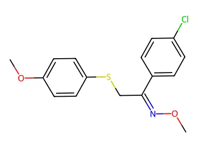 1-(4-chlorophenyl)-N-methoxy-2-(4-methoxyphenyl)sulfanylethanimine structure