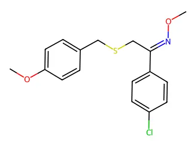 1-(4-chlorophenyl)-N-methoxy-2-[(4-methoxyphenyl)methylsulfanyl]ethanimine structure