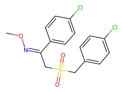 1-(4-chlorophenyl)-2-[(4-chlorophenyl)methylsulfonyl]-N-methoxyethanimine structure