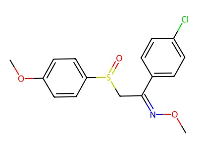 1-(4-chlorophenyl)-N-methoxy-2-(4-methoxyphenyl)sulfinylethanimine structure