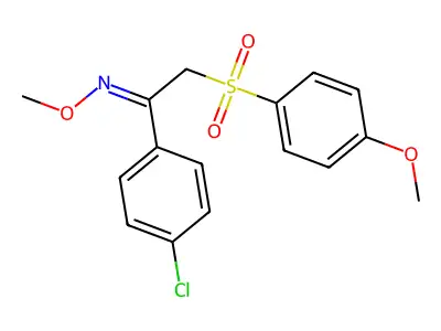 1-(4-chlorophenyl)-N-methoxy-2-(4-methoxyphenyl)sulfonylethanimine structure
