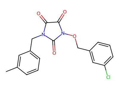 1-[(3-Chlorophenyl)methoxy]-3-[(3-methylphenyl)methyl]imidazolidine-2,4,5-trione structure