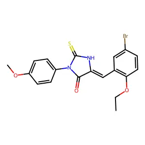 (5Z)-5-[(5-bromo-2-ethoxyphenyl)methylidene]-3-(4-methoxyphenyl)-2-sulfanylideneimidazolidin-4-one structure