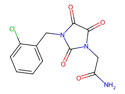 2-[3-(2-Chlorobenzyl)-2,4,5-trioxo-1-imidazolidinyl]acetamide structure