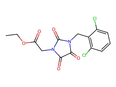 Ethyl 3-[(2,6-dichlorophenyl)methyl]-2,4,5-trioxo-1-imidazolidineacetate structure