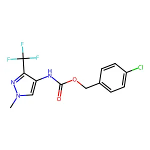 4-chlorobenzyl N-[1-methyl-3-(trifluoromethyl)-1H-pyrazol-4-yl]carbamate structure