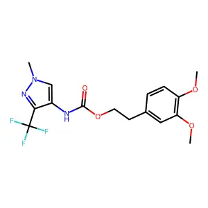 3,4-dimethoxyphenethyl N-[1-methyl-3-(trifluoromethyl)-1H-pyrazol-4-yl]carbamate structure