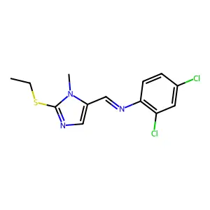 2,4-dichloro-N-{[2-(ethylsulfanyl)-1-methyl-1H-imidazol-5-yl]methylene}aniline structure