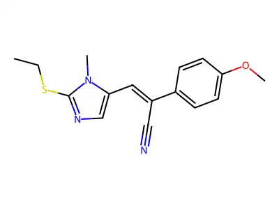 3-[2-(ethylsulfanyl)-1-methyl-1H-imidazol-5-yl]-2-(4-methoxyphenyl)acrylonitrile structure