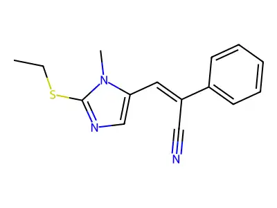 3-[2-(ethylsulfanyl)-1-methyl-1H-imidazol-5-yl]-2-phenylacrylonitrile structure