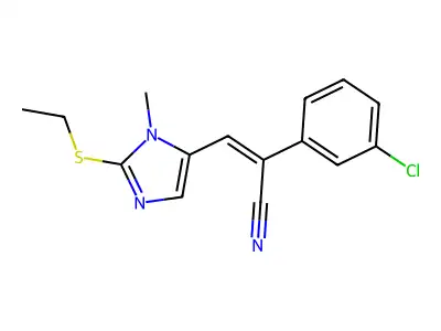 2-(3-chlorophenyl)-3-[2-(ethylsulfanyl)-1-methyl-1H-imidazol-5-yl]acrylonitrile structure