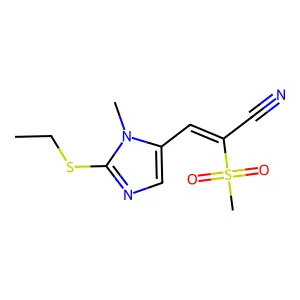 (E)-3-(2-ethylsulfanyl-3-methylimidazol-4-yl)-2-methylsulfonylprop-2-enenitrile structure