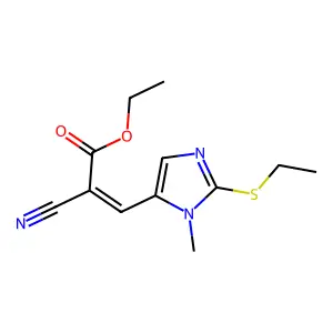 Ethyl 2-cyano-3-(2-ethylsulfanyl-3-methylimidazol-4-yl)prop-2-enoate structure