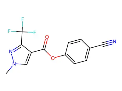 4-cyanophenyl 1-methyl-3-(trifluoromethyl)-1H-pyrazole-4-carboxylate structure