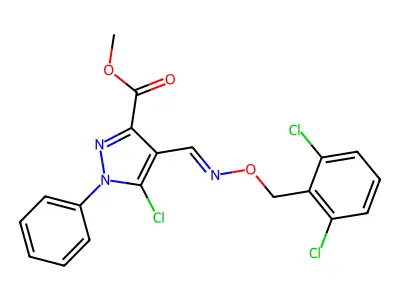 methyl 5-chloro-4-[(2,6-dichlorophenyl)methoxyiminomethyl]-1-phenylpyrazole-3-carboxylate structure