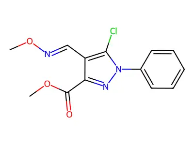 Methyl 5-chloro-4-(methoxyiminomethyl)-1-phenylpyrazole-3-carboxylate structure
