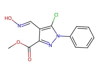 Methyl 5-chloro-4-(hydroxyiminomethyl)-1-phenylpyrazole-3-carboxylate structure