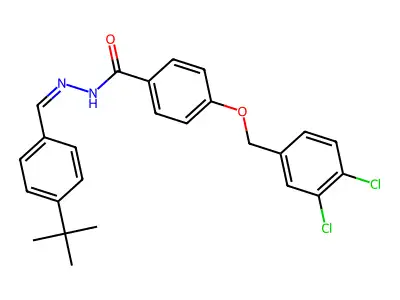 4-[(3,4-dichlorophenyl)methoxy]-N-[(4-tert-butylphenyl)methylideneamino]benzamide structure