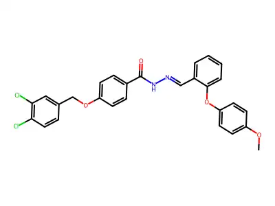 4-[(3,4-dichlorophenyl)methoxy]-N-[[2-(4-methoxyphenoxy)phenyl]methylideneamino]benzamide structure