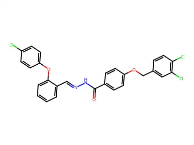 N-[[2-(4-chlorophenoxy)phenyl]methylideneamino]-4-[(3,4-dichlorophenyl)methoxy]benzamide structure