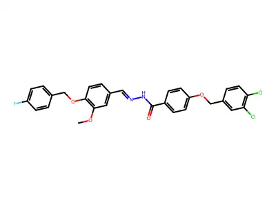 4-[(3,4-dichlorobenzyl)oxy]-N'-((E)-{4-[(4-fluorobenzyl)oxy]-3-methoxyphenyl}methylidene)benzenecarbohydrazide structure